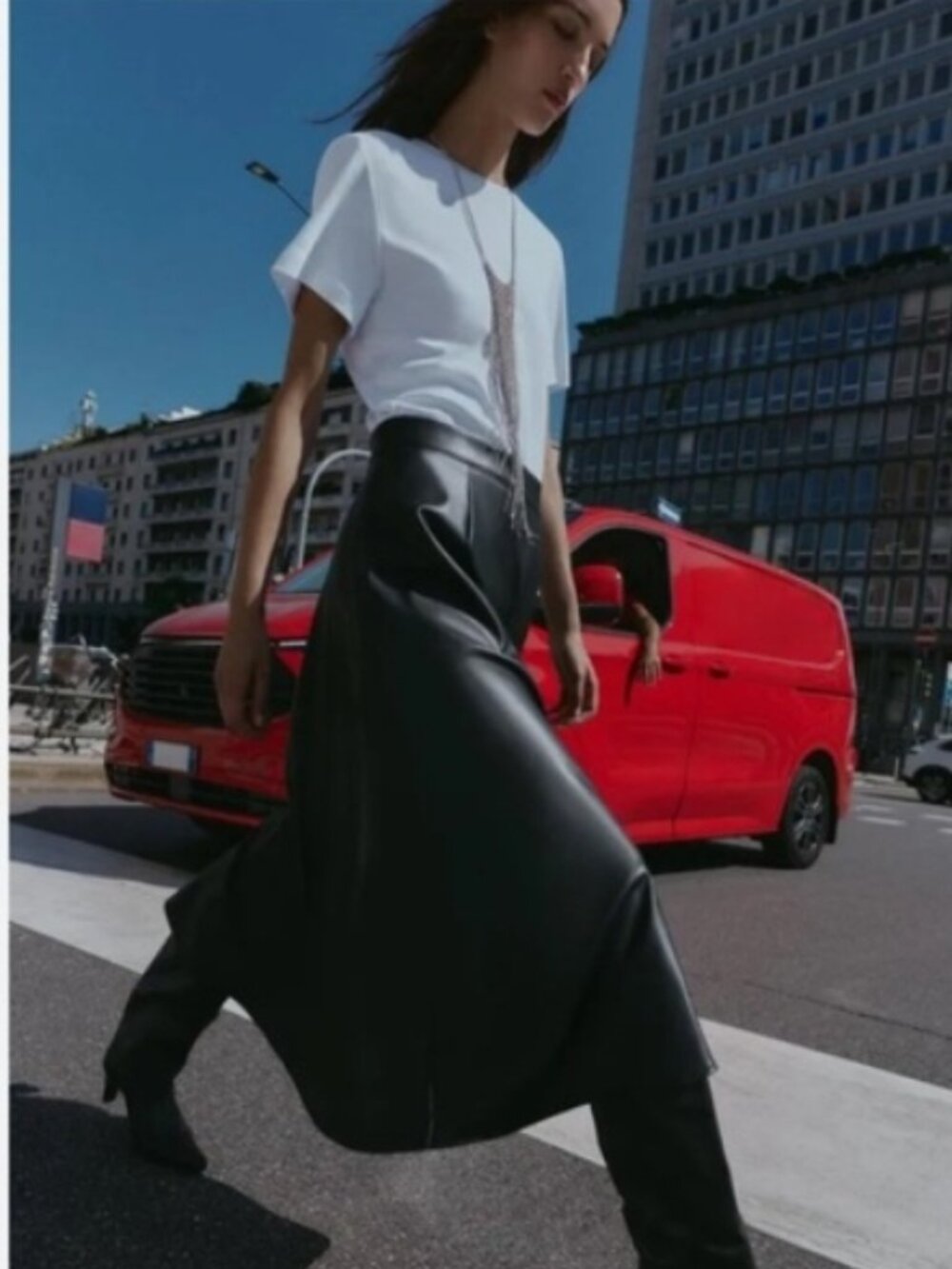 NWT ZARA FAUX LEATHER SKIRT COMBI MIDI DRESS L, S, XS, M